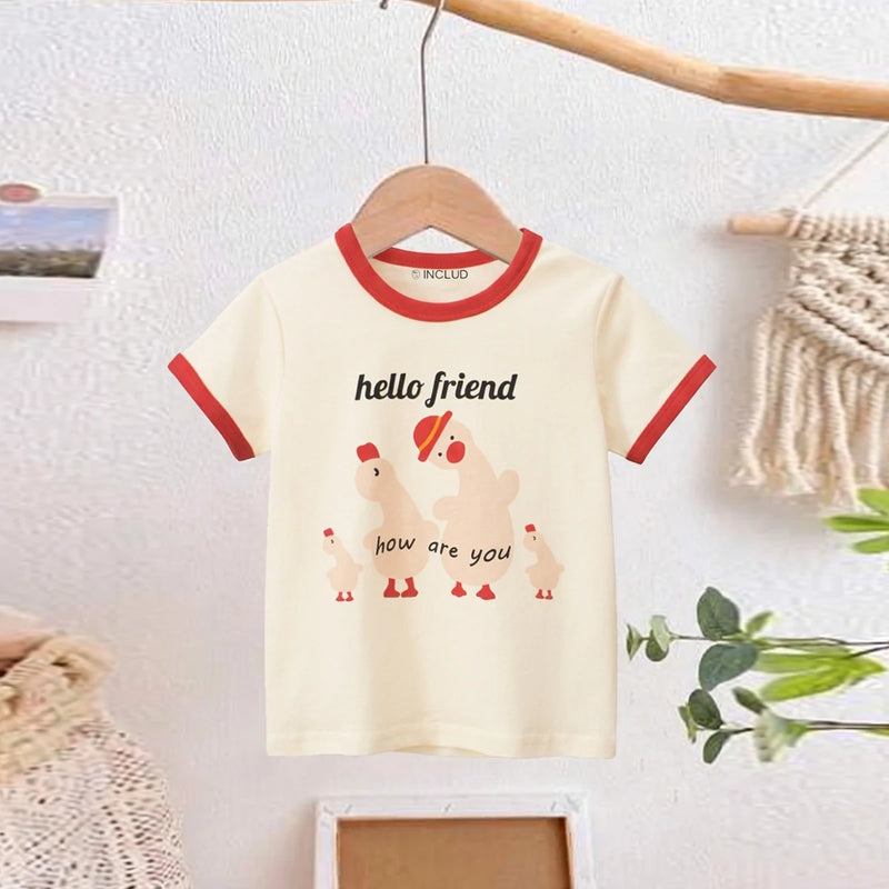 Boys Cream Graphic Short Sleeve T-Shirt Tshirts Cream 1-2 Y