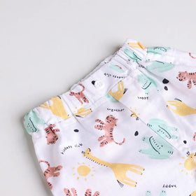 Boys Yellow Animal Applique T-Shirt With Printed Shorts Sets 2 pc. Sets