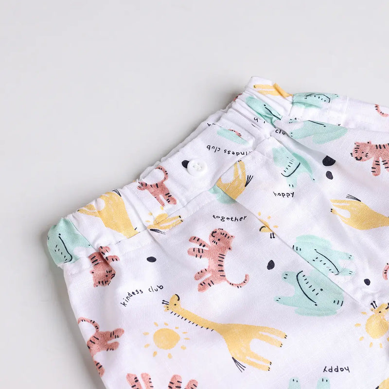 Boys Yellow Animal Applique T-Shirt With Printed Shorts Sets 2 pc. Sets