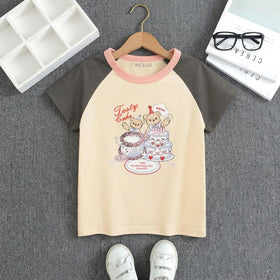 Girls Cream Graphics Raglan Sleeve T-Shirt Tshirts Cream 1-2 Y