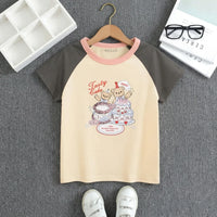 Girls Cream Graphics Raglan Sleeve T-Shirt Tshirts Cream 1-2 Y