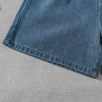 Boys Apricot Short Sleeves Round Neck T-Shirt With Denim Shorts Set 2 pc. Sets