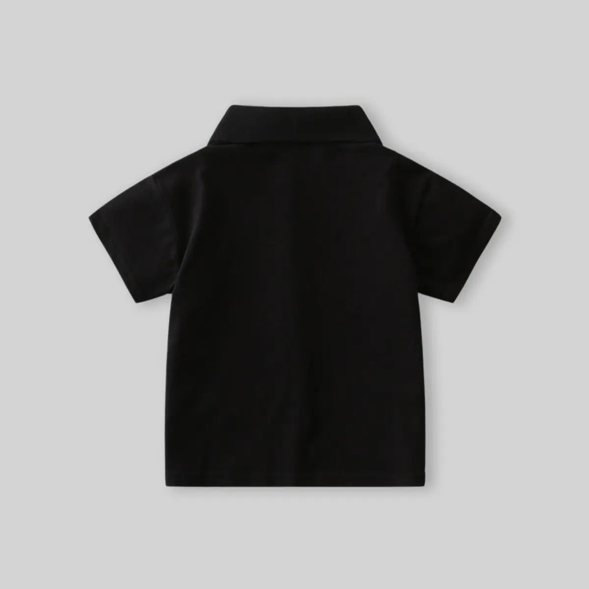 Boys Black Color-blocked Polo T-Shirt With Short Sleeves Tshirts