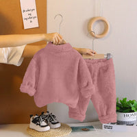 Boys Dark Pink Fleece Zip-up Jacket With Jogger Co-ord Sets Sets
