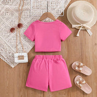 Girls Short Sleeve Knitted Top With Elasticated Short Set 2 pc. Sets   
