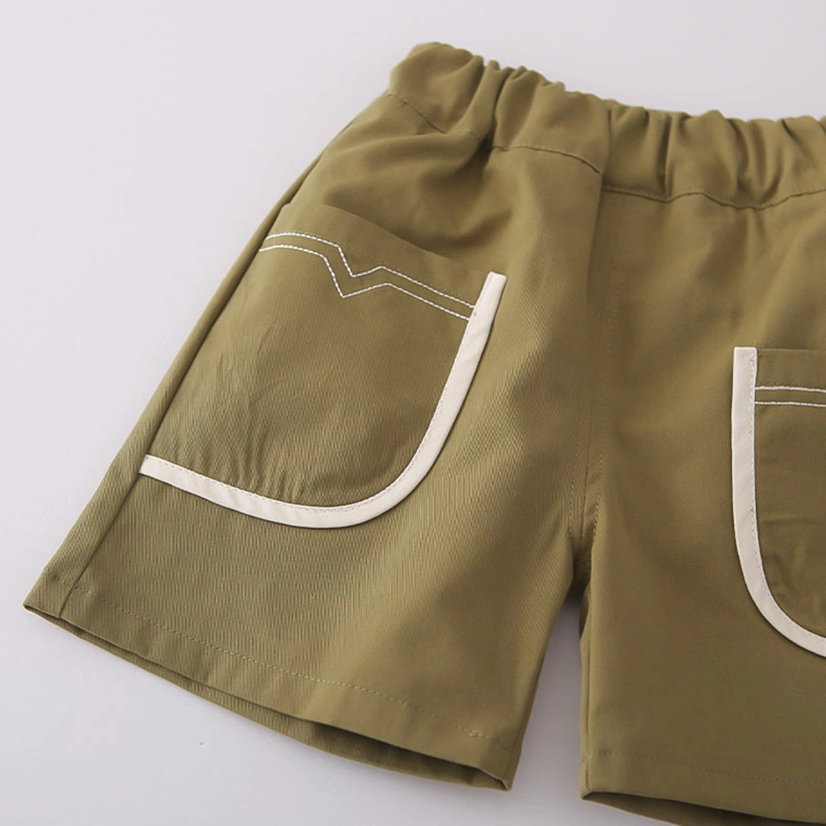 Boys White Solid Short Sleeves T-Shirt With Shorts Set Sets