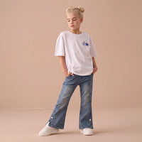 Girls Blue Flared Elasticated Denim Jeans Pants Blue 5-6 Y