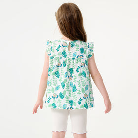 Girls Floral Print Top with Solid Shorts Set Sets   