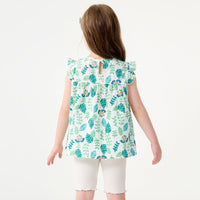 Girls Floral Print Top with Solid Shorts Set Sets   