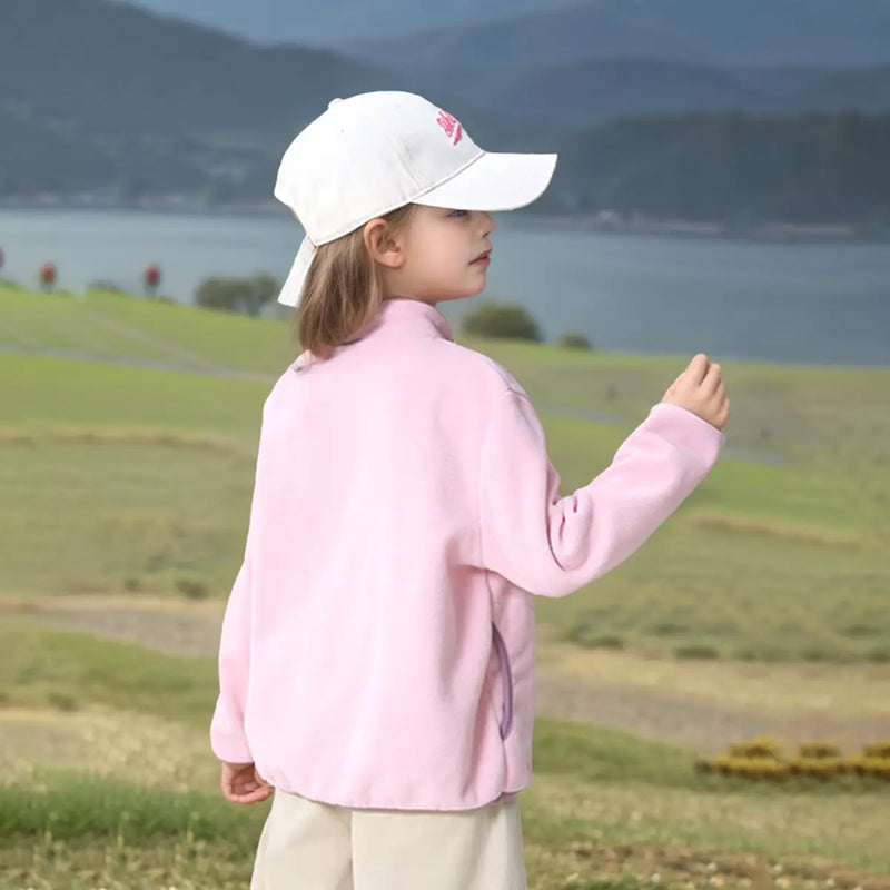 Girls Pink Fleece Half Zipper Jacket Coats & Jackets