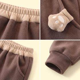 Boys Brown Paw Applique Jogger Joggers