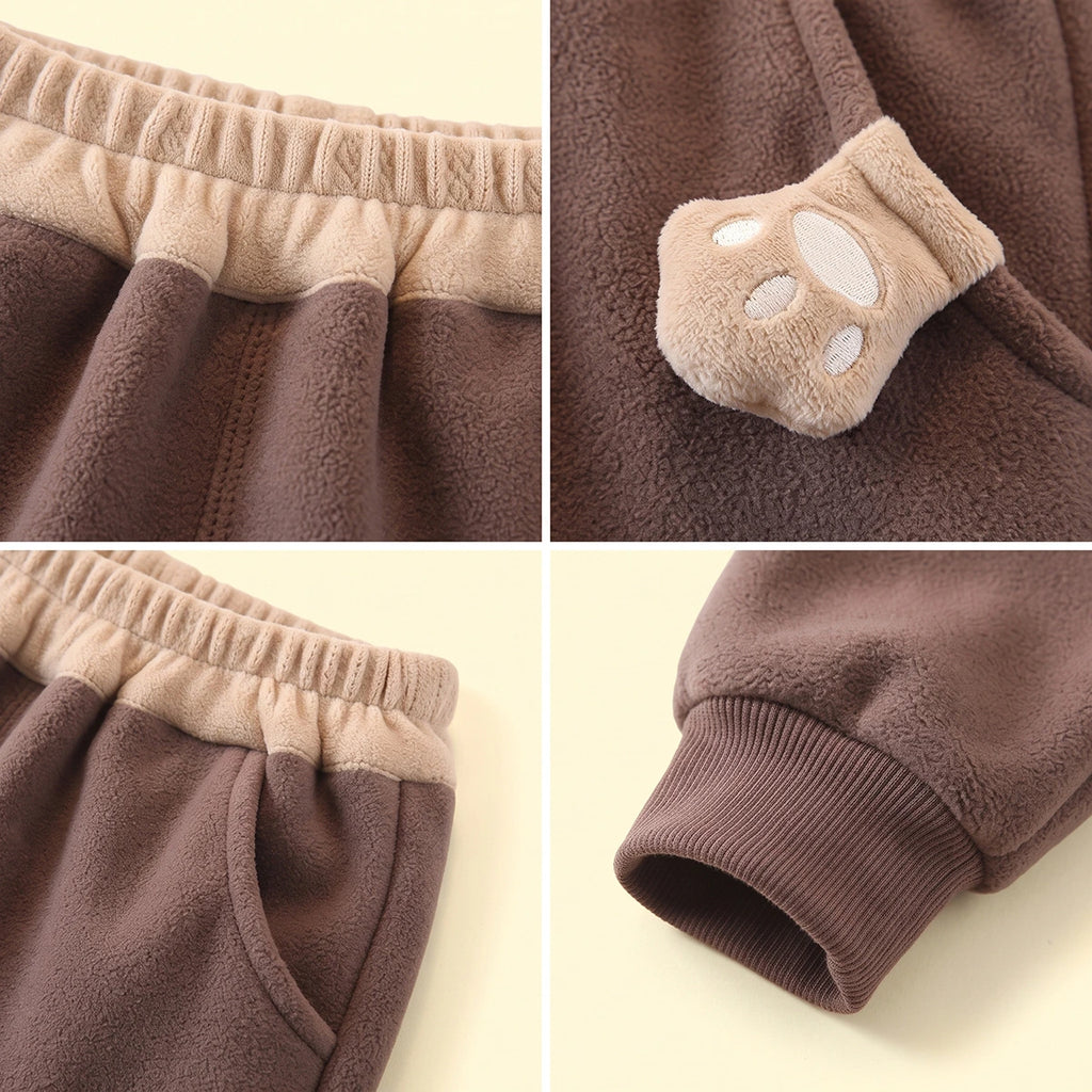 Boys Brown Paw Applique Jogger Joggers