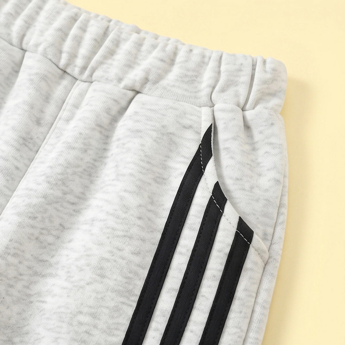 Boys Light Grey Striped Polo Collar Sweatshirt & Pants Co-ord Sets Sets