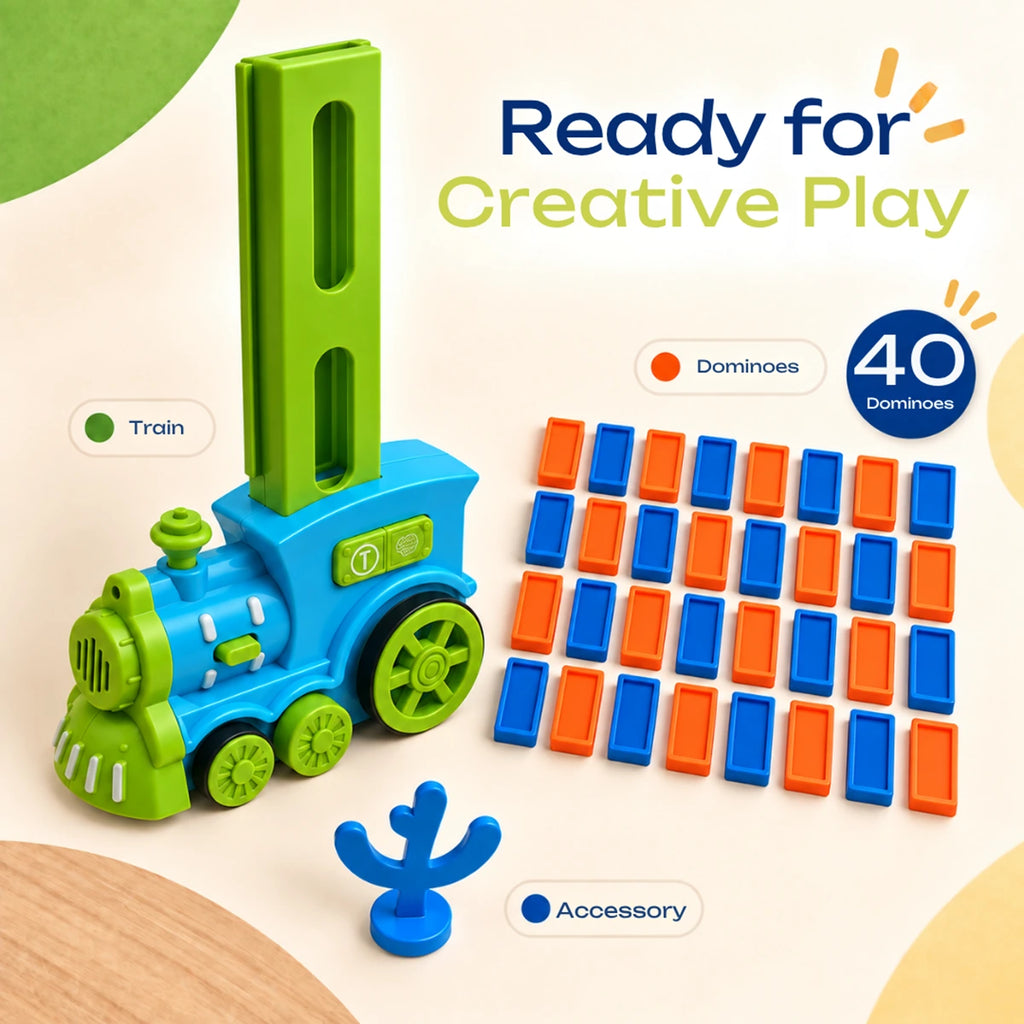 Automatic Domino Train Building Toy with 40 Tiles Trending Accessories