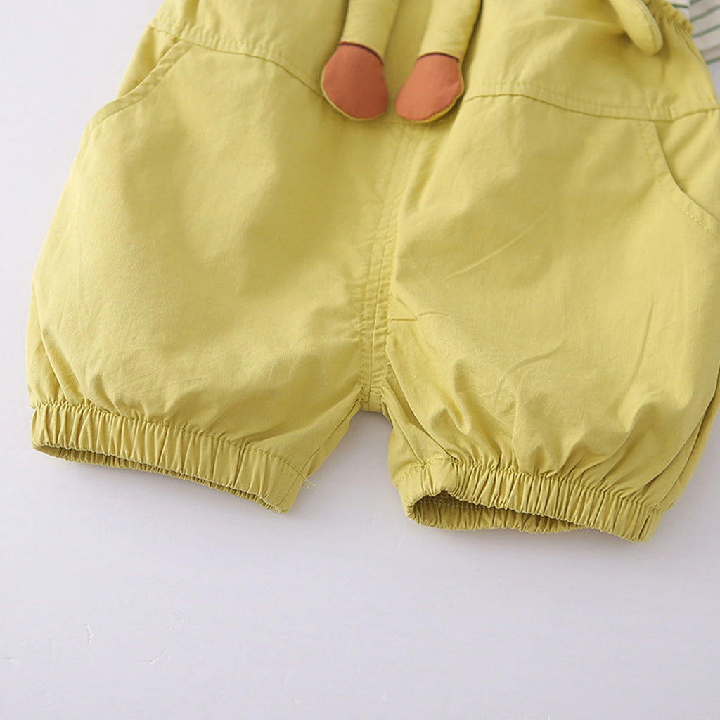 Boys Short Sleeve T-Shirt With Lime Green Animal Applique Dungaree Sets 2 pc. Sets