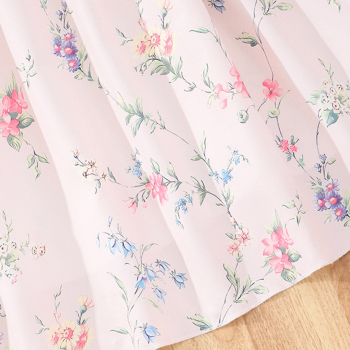 Girls Pink Floral Print Off-Shoulder Dress Casual Dresses