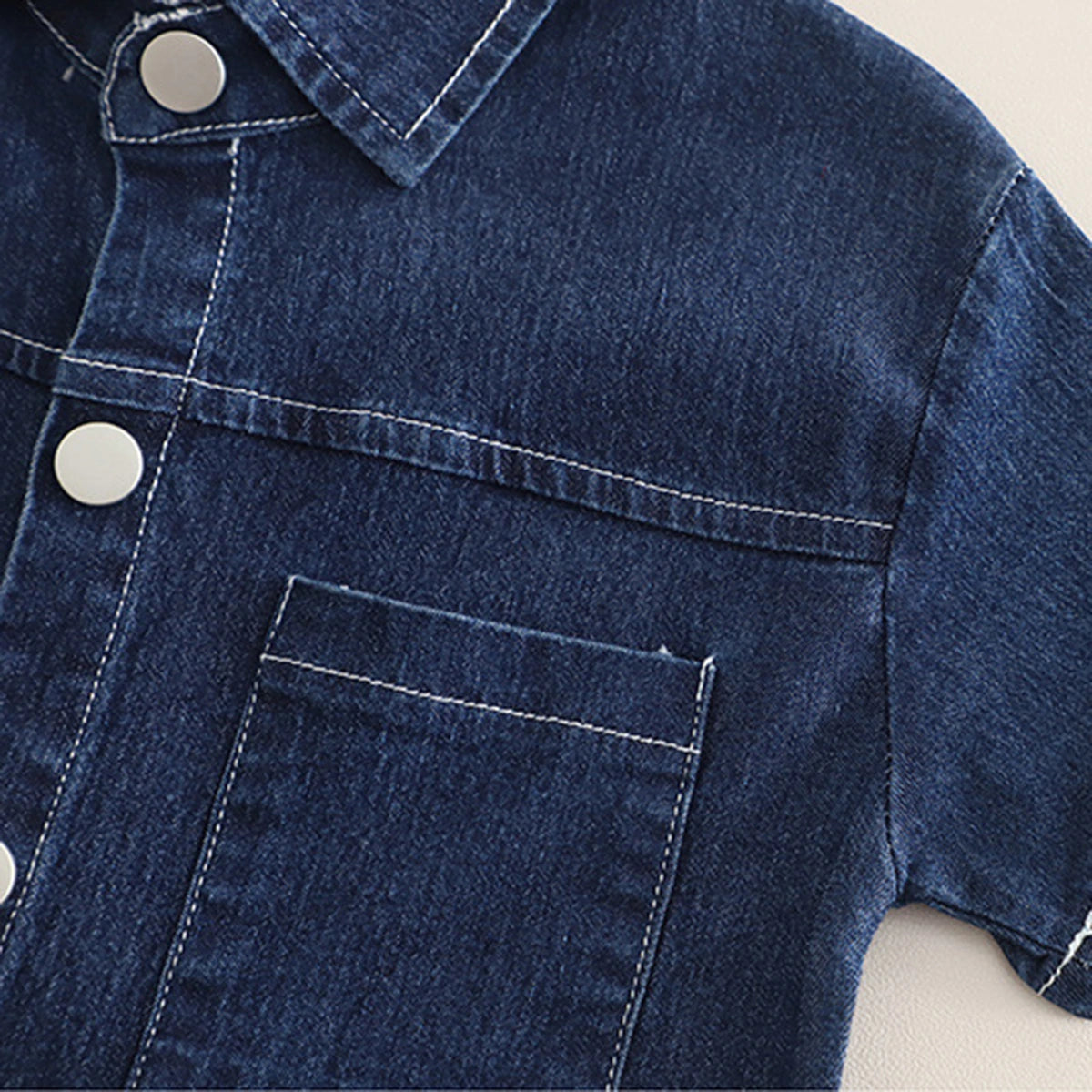 Boys Blue Short Sleeve Denim Shirt With Printed T-Shirt And Shorts Sets 3 pc. Sets