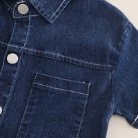 Boys Blue Short Sleeve Denim Shirt With Printed T-Shirt And Shorts Sets 3 pc. Sets