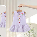 Girls Lilac Peter Pan Collar Drop-Waist Dress With Bow Details Casual Dresses Lilac 1-2 Y