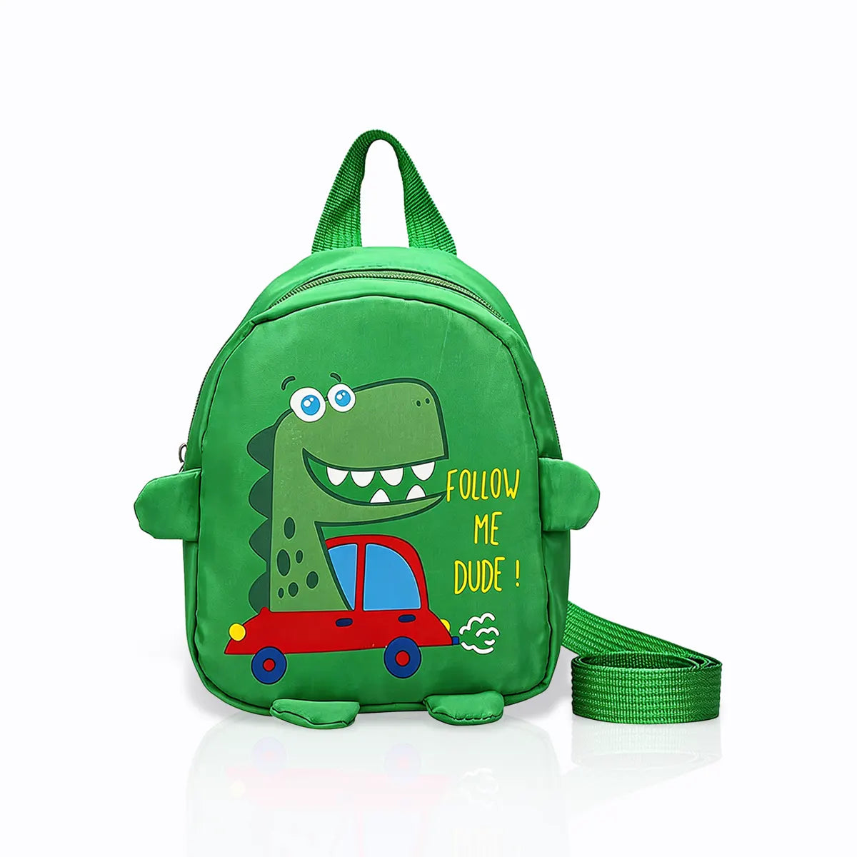 Kids Green Dinosaur-Theme Cotton School Backpack Trending Accessories Green Onesize
