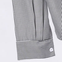 Girls Black Striped Shirt with Scarf and Straight Fit Pants Sets Sets