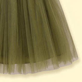 Girls Olive Green Sleeveless Fit & Flare Party Dress Party Dresses