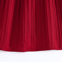 Girls Maroon Texture Panelled Halter Neck A-line Dress Casual Dresses