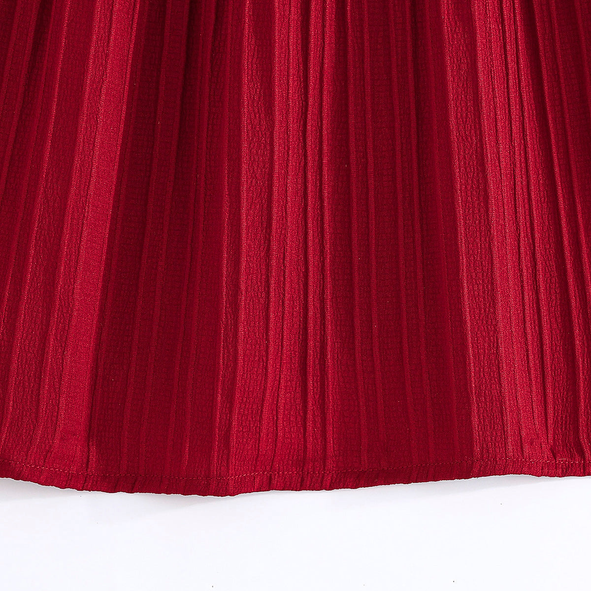 Girls Maroon Texture Panelled Halter Neck A-line Dress Casual Dresses