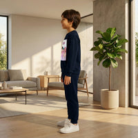 Boys Navy Blue Nova-Beat Graphics Sweatshirt With Jogger Co-ord Sets Sets