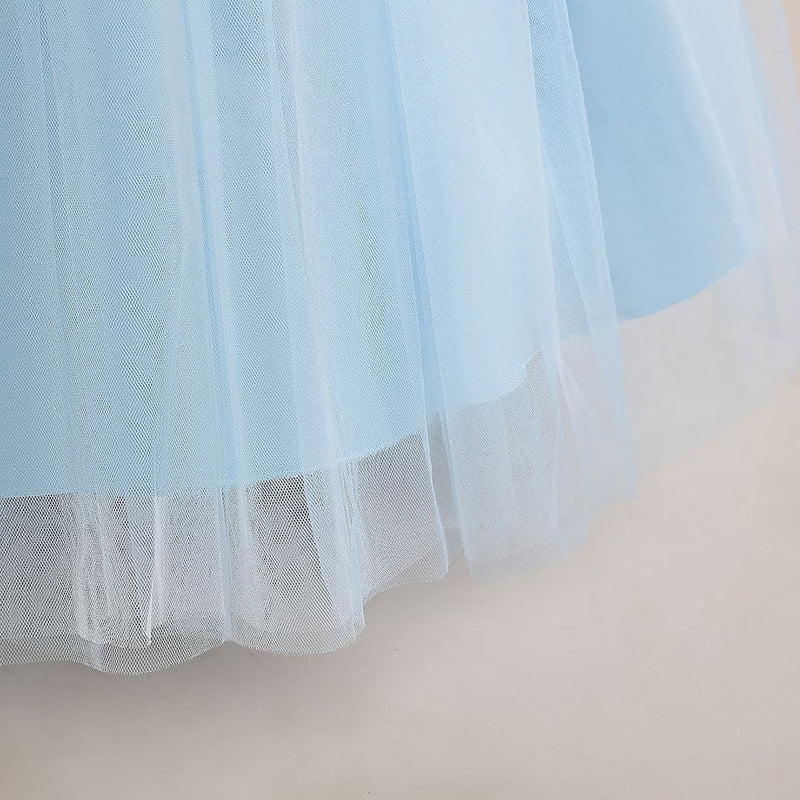 Girls Flower Applique Party Wear Gown Party Dresses   