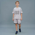 Boys Light Grey Graphic Print Short Sleeve T-Shirt With Shorts Sets 2 pc. Sets Light Grey 5-6 Y