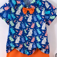 Boys Blue Rabbit Printed Shirt With Shorts Set 2 pc. Sets