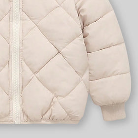 Boys Apricot Hooded Zip-up Puffer Jacket With Long Sleeves Coats & Jackets