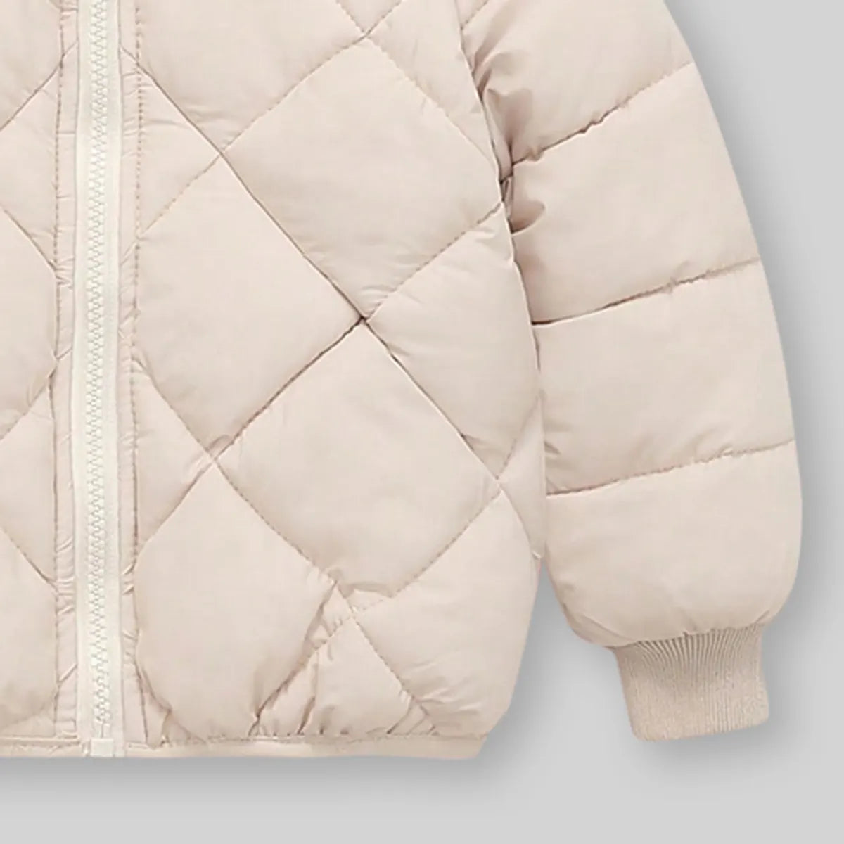 Boys Apricot Hooded Zip-up Puffer Jacket With Long Sleeves Coats & Jackets