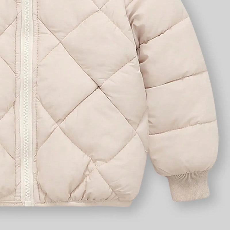Boys Apricot Hooded Zip-up Puffer Jacket With Long Sleeves Coats & Jackets