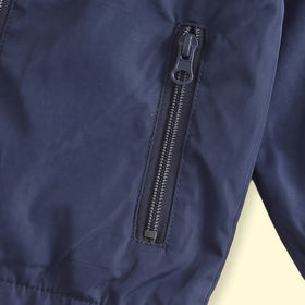 Boys Navy Blue Long Sleeve Hooded Zip-Up Jacket Coats & Jackets