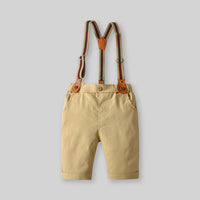 Boys Checkered Shirt With Suspender Shorts Set Sets   