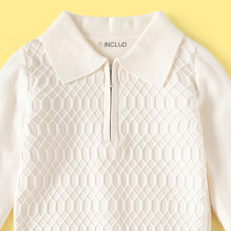 Boys Off White Long Sleeve Jacquard Polo Sweater Sweaters & Cardigans