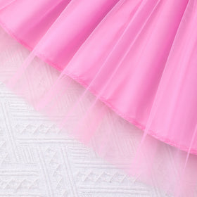 Girls Pink Bow Printed Fit & Flare Winter Casual Dress Casual Dresses