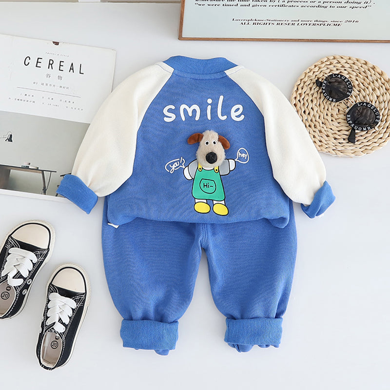 Boys Blue Graphics Printed Winter Sweatshirt With T-Shirt and Pant Set 3 pc. Sets