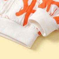 Boys Orange Abstract Printed Sweatshirt With Joggers Sets Sets