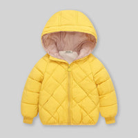 Boys Yellow Hooded Zip-up Puffer Jacket With Long Sleeves Coats & Jackets
