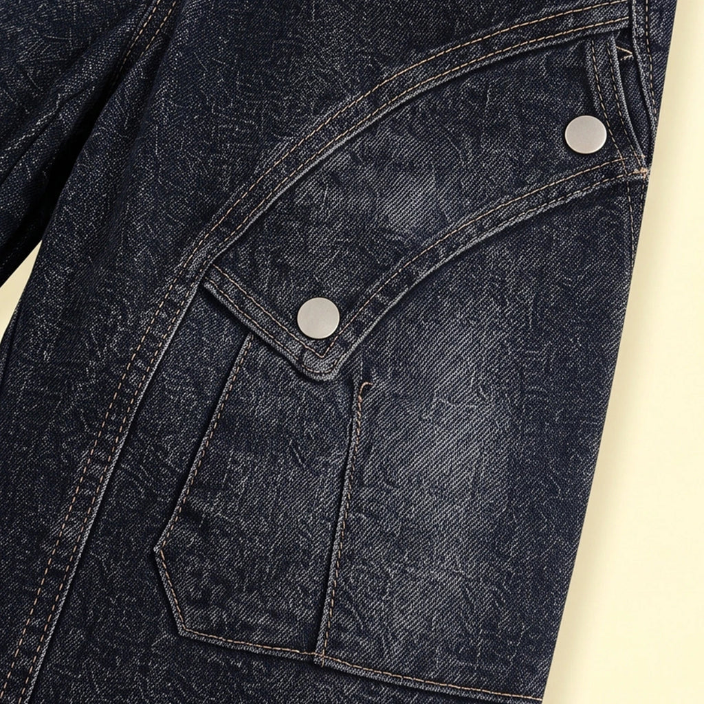 Boys Dark Grey Denim Cargo Shorts Cargo Shorts