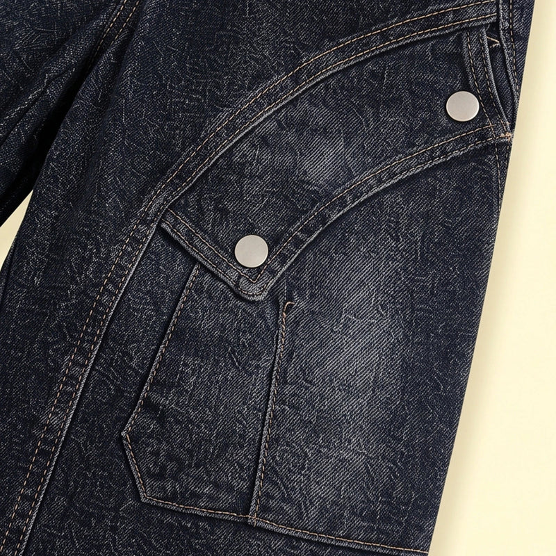 Boys Dark Grey Denim Cargo Shorts Cargo Shorts