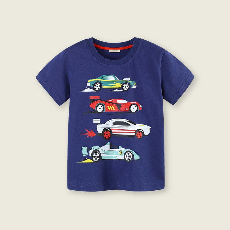 Boys Racing Car Short Sleeve T-Shirt Tshirts   