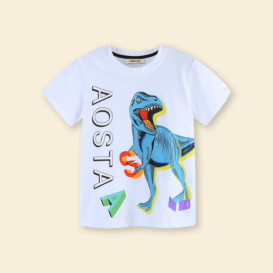 Boys Dinosaur Print Short Sleeves T-Shirt Tshirts   