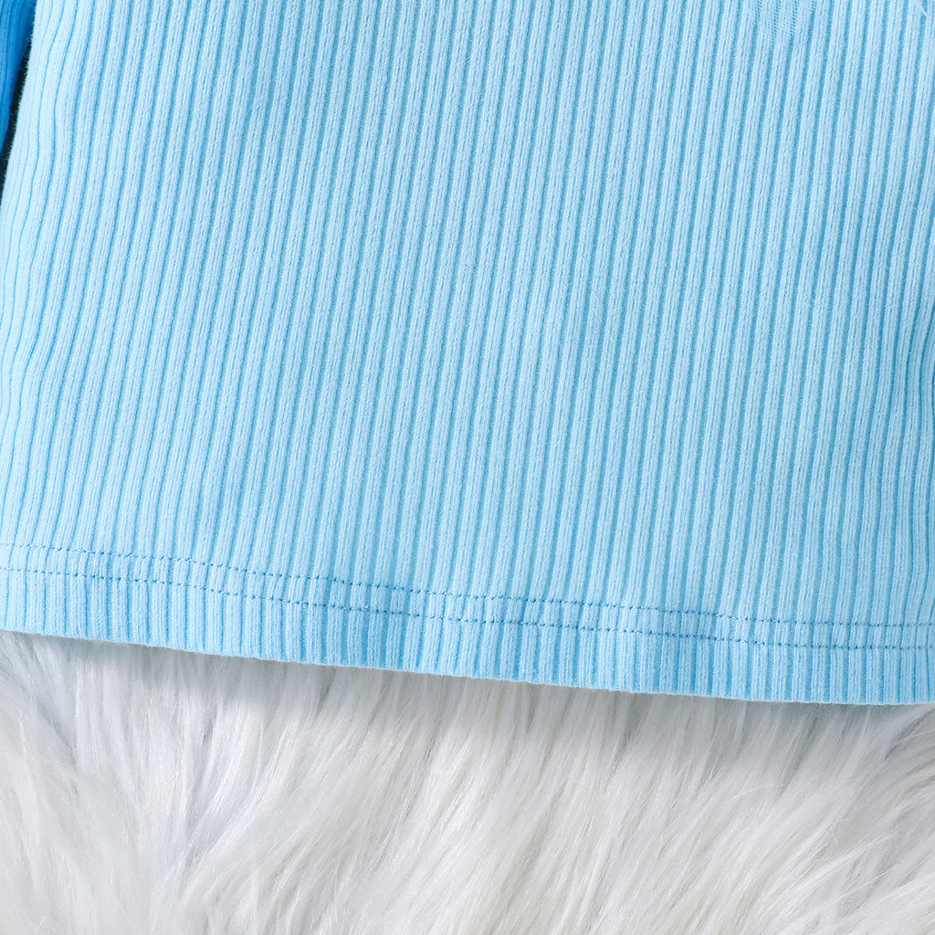 Girls Light Blue Solid Top With Pleated Skirt Winter Set 2 pc. Sets