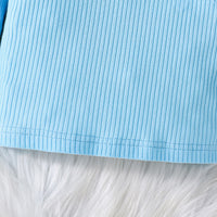 Girls Light Blue Solid Top With Pleated Skirt Winter Set 2 pc. Sets