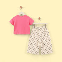 Girls Pink Graphic Short Sleeve T-Shirt With Pants Sets 2 pc. Sets