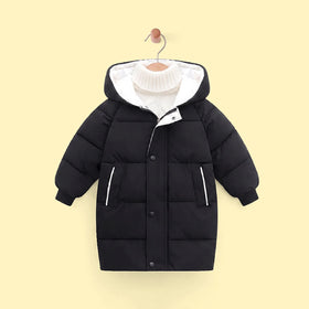Boys Black Solid Puffer Hooded Down Jacket Coats & Jackets Black 2-3 Y